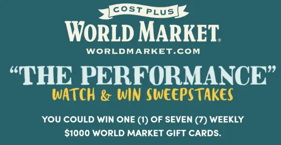 Win 1 of 7 World Market $1K Gift Cards