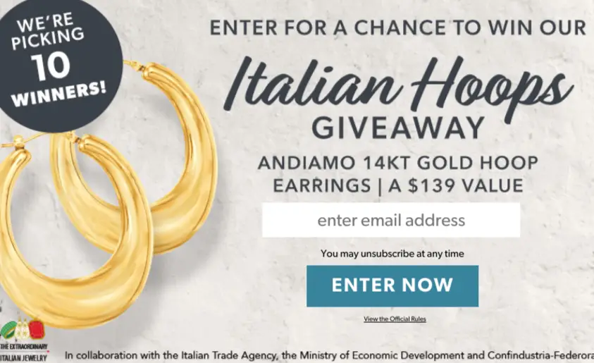 Win 14KT Gold Italian Hoops