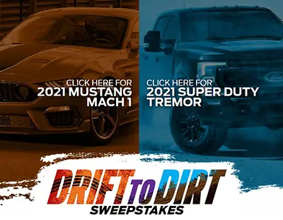 Win a 2021 Ford Mustang or 2021 Ford Super Duty