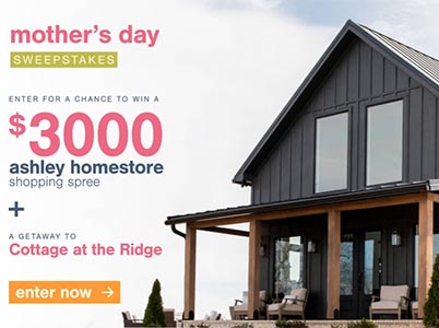 Win a $3K Ashley Shopping Spree + Cottage Getaway