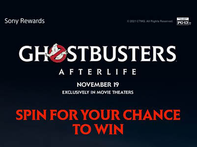 Win 65″ BRAVIA 4K TV + PS5 + Ghost Busters Merch