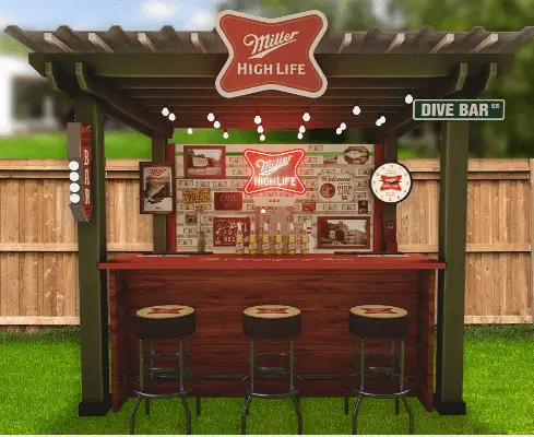 Miller High Life backyard “dive bar”