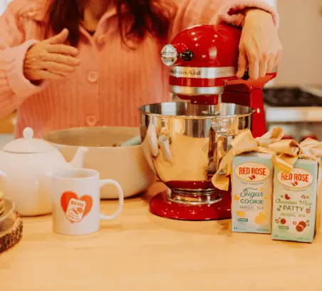 Red KitchenAid stand mixer