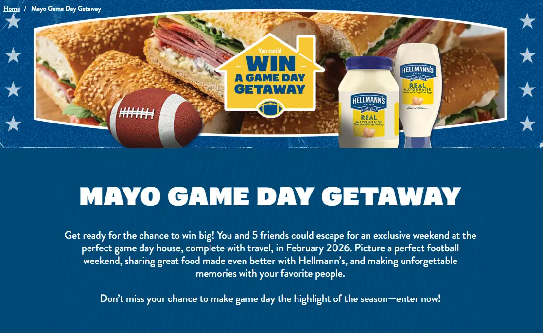 Win a Game Day Getaway from Hellmann’s or Best Foods