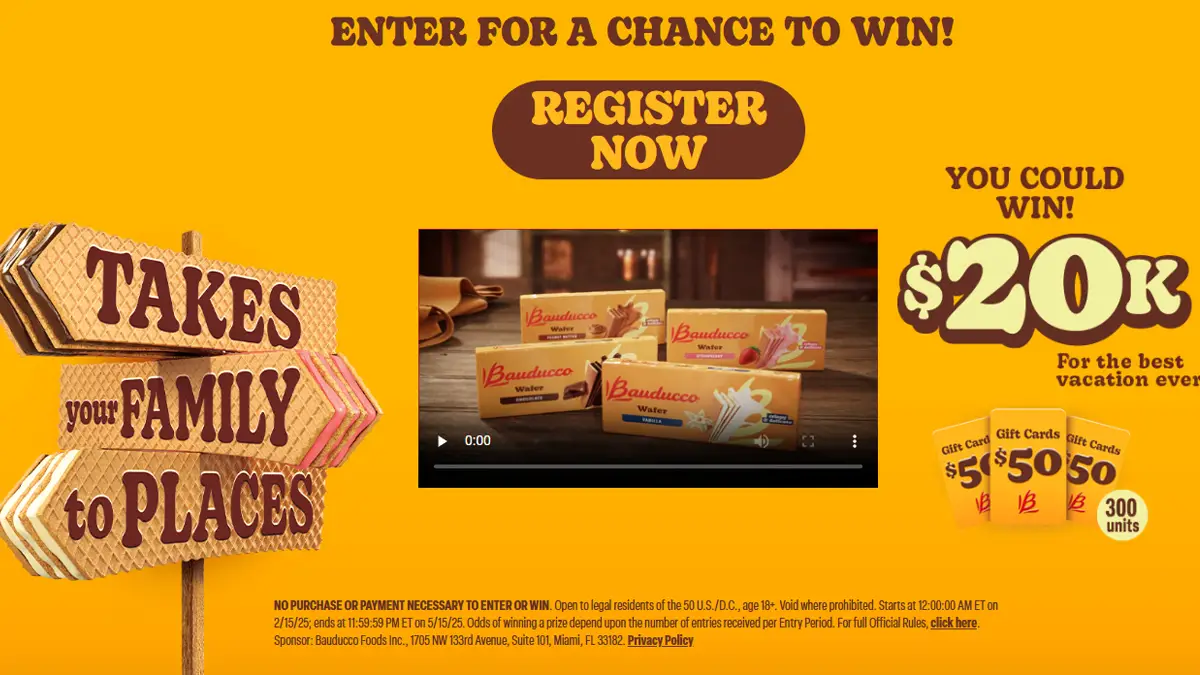 Win $20,000 from the Bauducco Takes Your Family to Places Sweepstakes