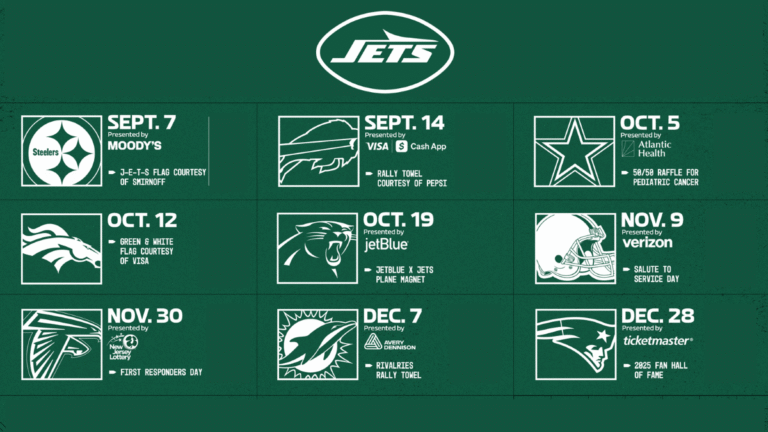 New York Jets Announce 2025 Giveaway & Game Day Schedule