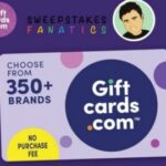 Sweepstakes Fanatics 200$ Giftcards.com eGift Giveaway